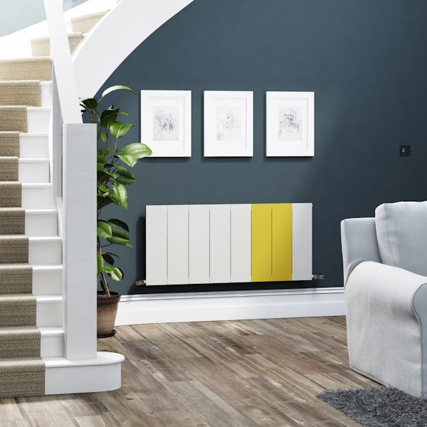 Terma Neo soft white and zinc yellow horizontal radiator 545 x 1200