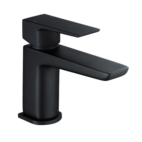 Mode Foster cloakroom black basin mixer tap with FREE waste