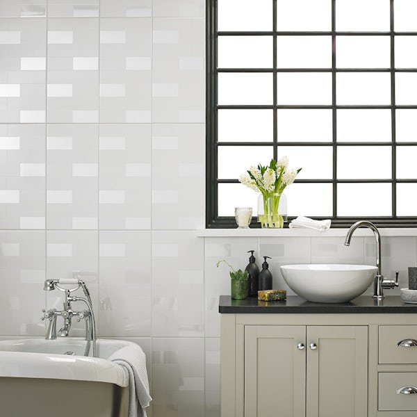 Laura Ashley Highgate gloss white wall tile 248mm x 498mm