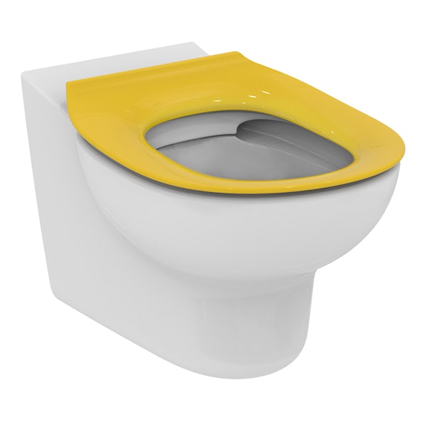 Armitage Shanks Contour 21 Splash wall hung school toilet with yellow seat and fixings