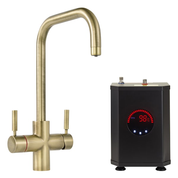 Tuscan Bollente U spout brushed gold 3 in 1 boiling hot water tap