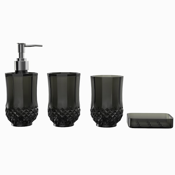 Accents Cristallo black 4pc bathroom accessory set