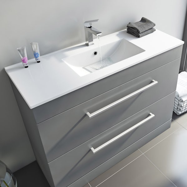 Orchard Derwent stone grey vanity drawer unit and basin 1000mm