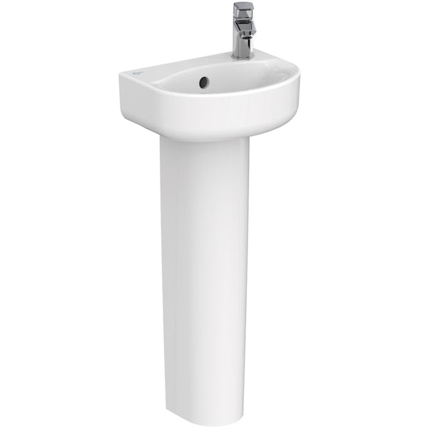 Ideal Standard Concept Space 1 tap hole right handed full pedestal basin 350mm