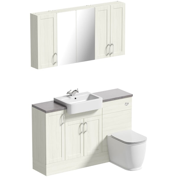 The Bath Co. Newbury white small fitted furniture & storage combination with mineral grey worktop