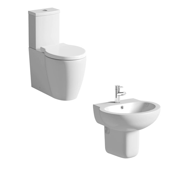 Maine close coupled toilet and semi pedestal basin suite 540mm