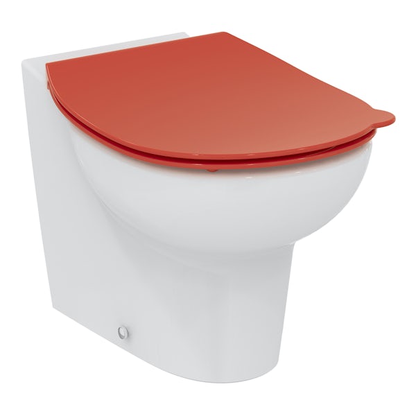 Armitage Shanks Contour 21 Splash back to wall school toilet, red seat and cover