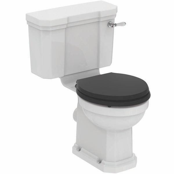 Ideal Standard Waverley close coupled toilet with black seat and 1 tap hole full pedestal basin