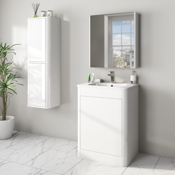 Mode Carter ice white furniture package with vanity unit 600mm