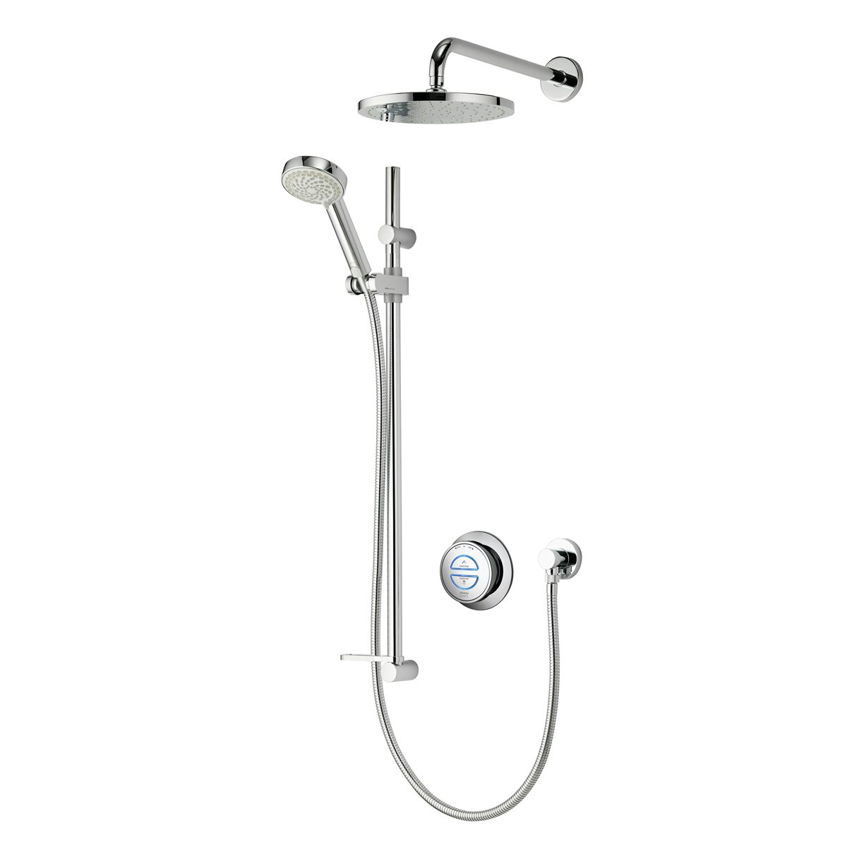 Aqualisa Quartz Smart concealed digital shower standard with wall fixed shower head