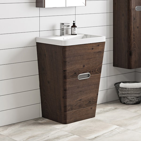 Mode Sherwood chestnut floor standing vanity unit and resin basin 600mm 