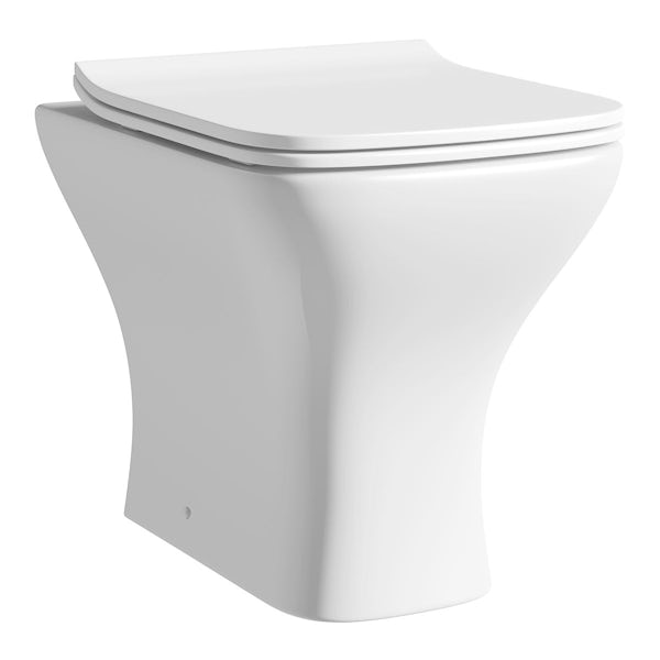 Orchard Derwent square back to wall toilet with soft close seat, concealed cistern and push plate
