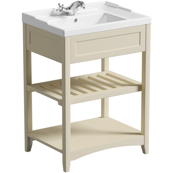 The Bath Co. Camberley satin ivory furniture package with storage unit