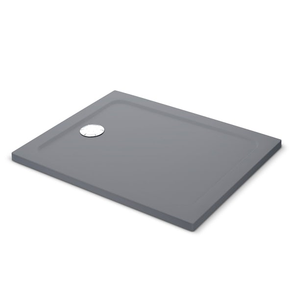 Mira Flight Safe low level anti-slip rectangular shower tray in Anthracite grey