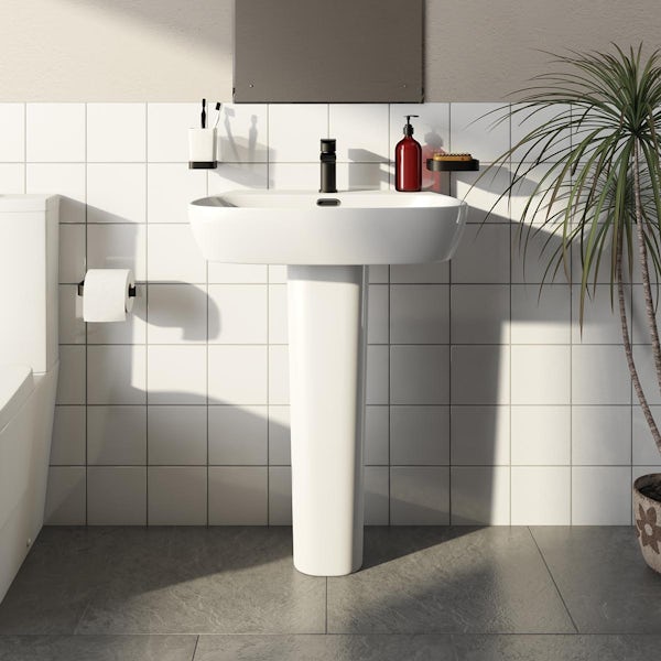 Mode Foster black cloakroom basin mixer tap with waste
