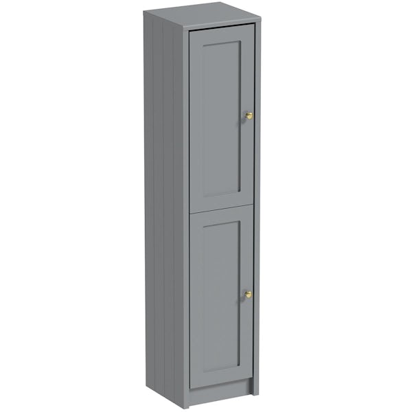 Orchard Dulwich stone grey furniture package with Eton floorstanding vanity unit 600mm - brushed brass