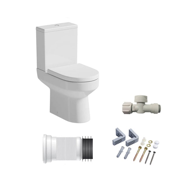Oakley close coupled toilet with soft close seat and fittings pack