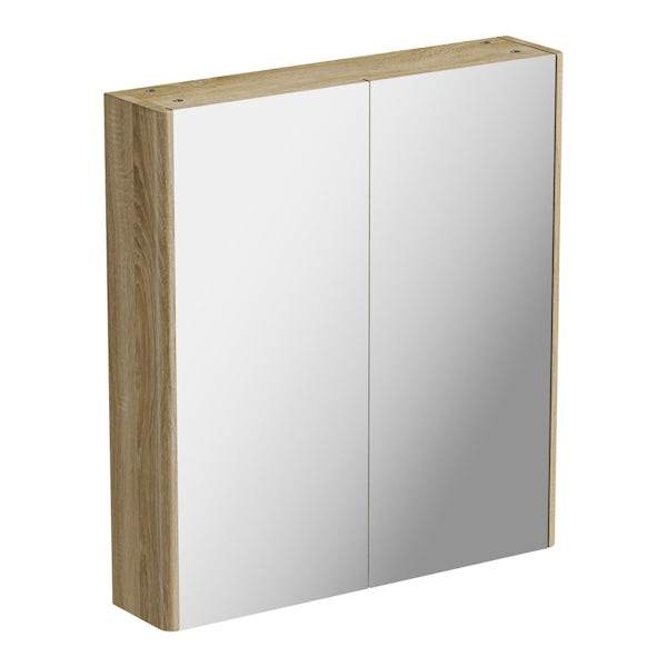 Sherwood Oak 600mm curved mirror cabinet
