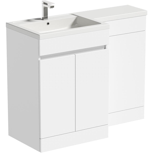 Mode Taw L shape gloss white left handed handleless combination unit with tap