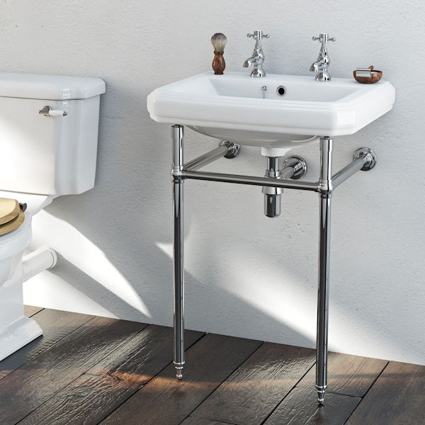 The Bath Co. Dulwich matt white washstand suite with straight bath 1700 x 700mm