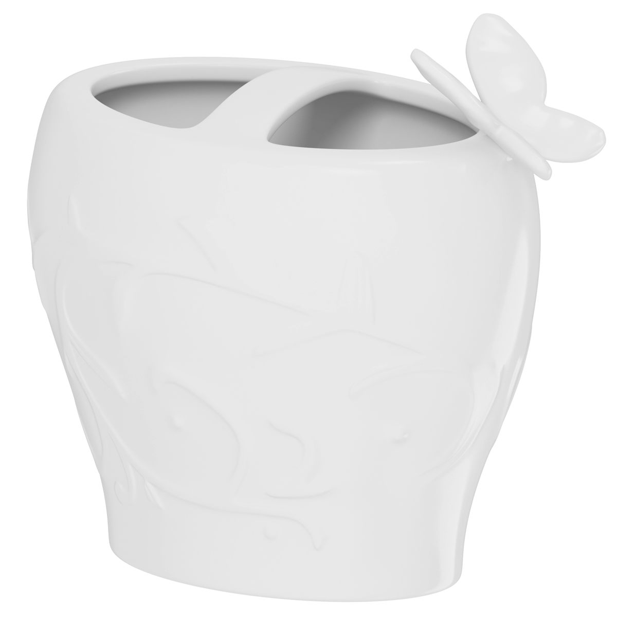 Accents Edelle porcelain white butterfly toothbrush holder