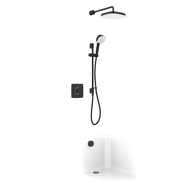 Mira Evoco triple matt black thermostatic concealed mixer shower set with bathfill