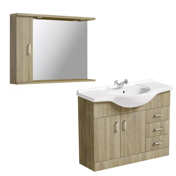 Sienna Oak 1050 Vanity Unit With Mirror Offer Victoriaplum Com