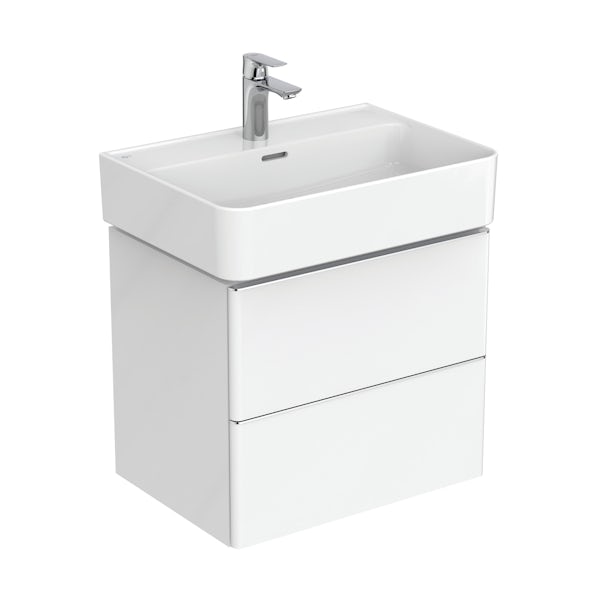 Ideal Standard Strada II wall hung toilet cloakroom suite with mirror, storage and vanity unit 600mm