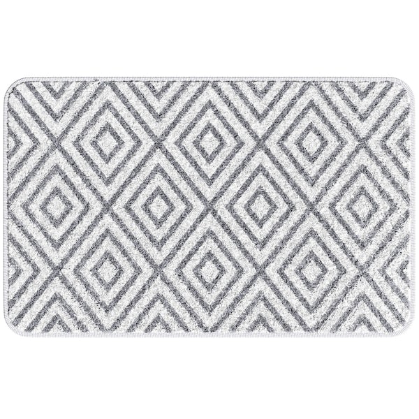 Accents grey geometric design microfiber bath mat
