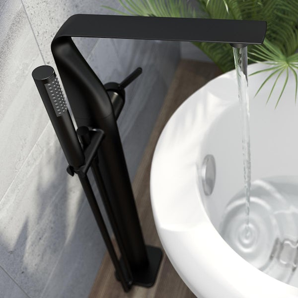 Mode Calatrava matt black freestanding bath shower mixer tap