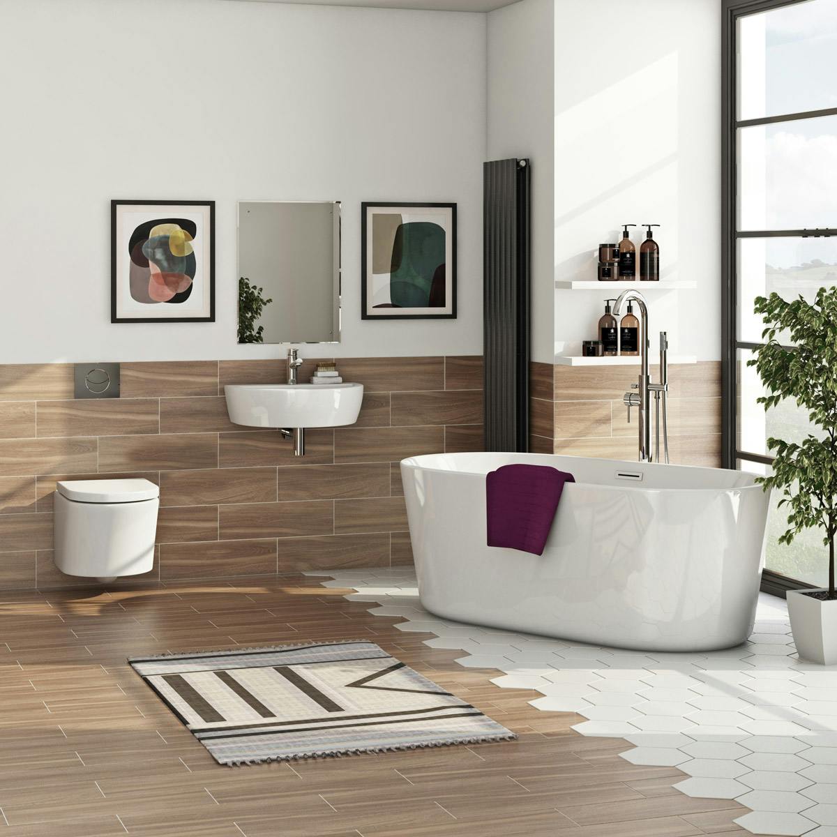 Mode Tate Complete Bathroom Suite With Freestanding Bath And Taps 