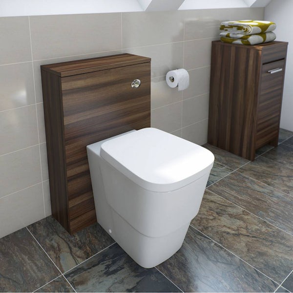 Clarity walnut back to wall toilet unit and Arte toilet with seat