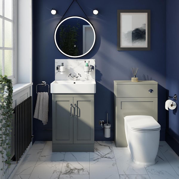 The Bath Co. Aylesford pebble grey back to wall unit 570mm