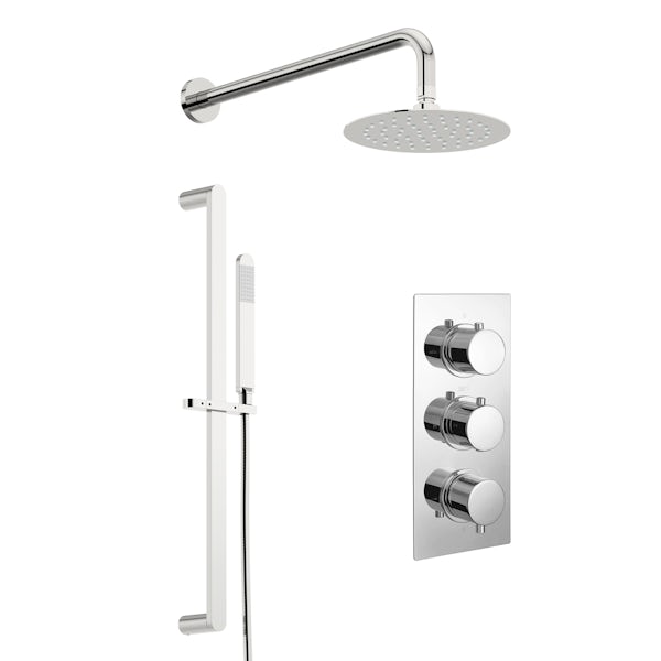 Kirke Curve concealed thermostatic mixer shower with wall arm and slider rail