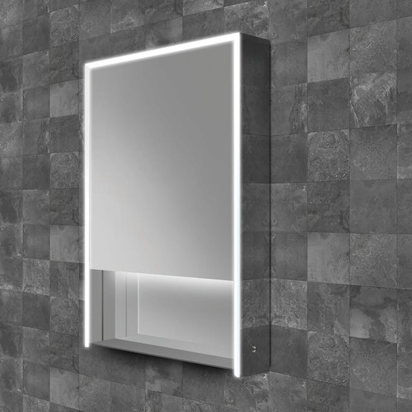 HiB Verve open shelf LED illuminated mirror cabinet 500 x 900mm