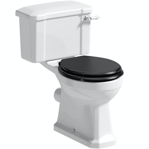 The Bath Co. Camberley cloakroom suite with black soft close seat