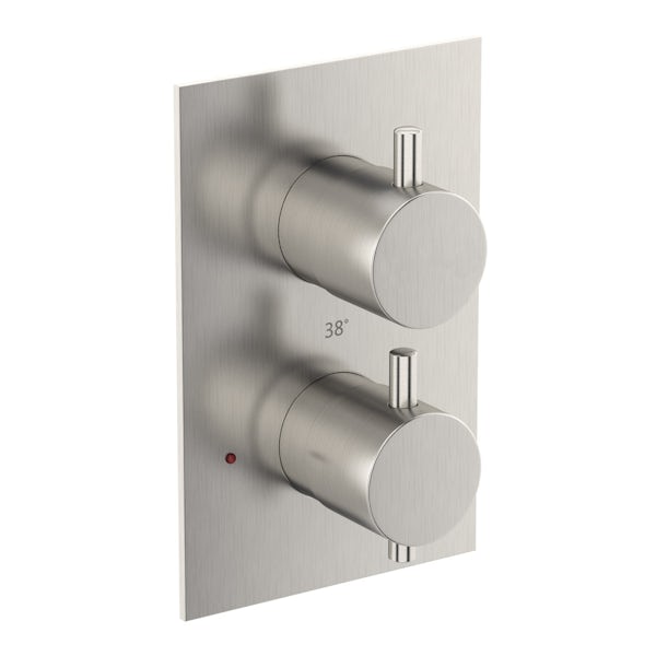 Mode Square round thermostatic twin valve brushed nickel shower set