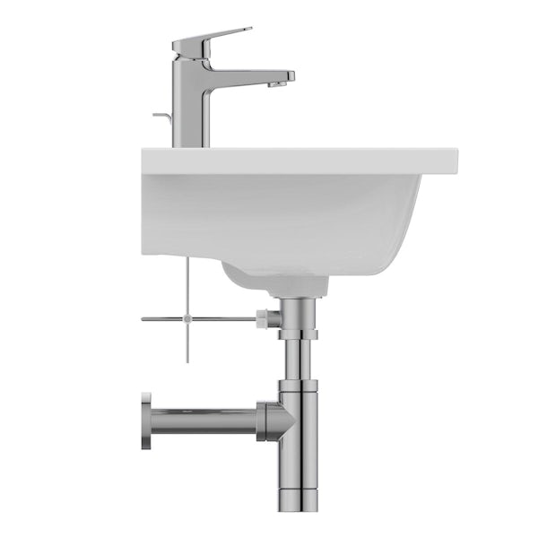 Ideal Standard i.life S 1 tap hole wall hung basin 500mm with fixing kit and bottle trap