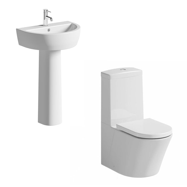 Tate close coupled toilet and full pedestal basin suite 550mm