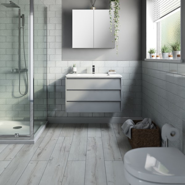 Mode Cortona grey 800mm wall hung vanity unit and basin