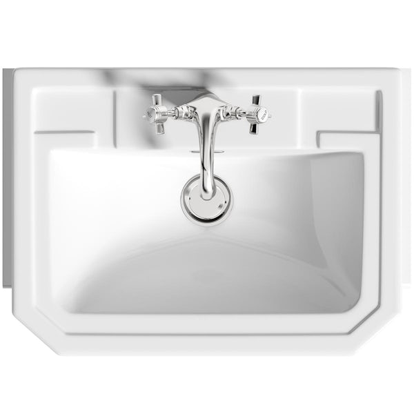 The Bath Co. Camberley white floorstanding vanity unit and Eton semi recessed basin 600mm with tap