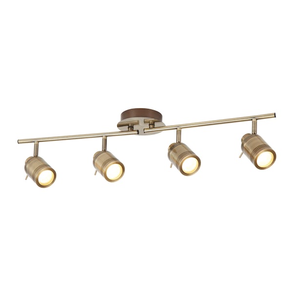 Searchlight Samson antique brass 4 light bathroom ceiling light