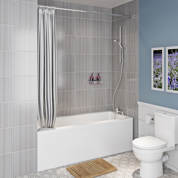 Clarity straight shower bath with shower curtain