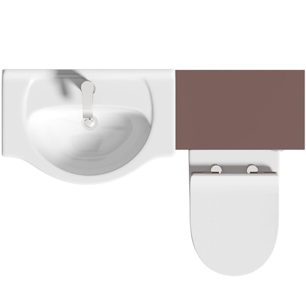 Orchard Lea tuscan red 1155mm combination and Derwent round back to wall toilet with seat