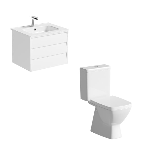 Mode Cooper close coupled toilet and white vanity unit suite 600mm