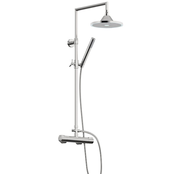 Mode Cool Touch square thermostatic exposed mixer shower with LED shower head