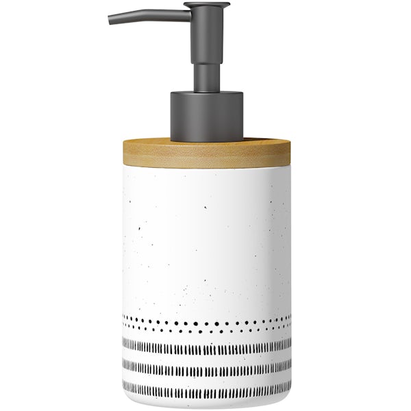 Accents ceramic white patterned soap dispenser
