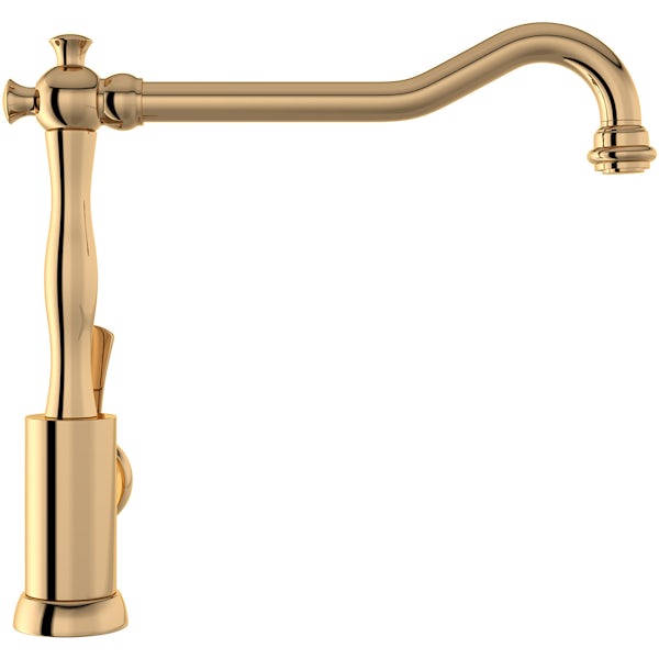 Schon Wedmore traditional gold single lever kitchen mixer