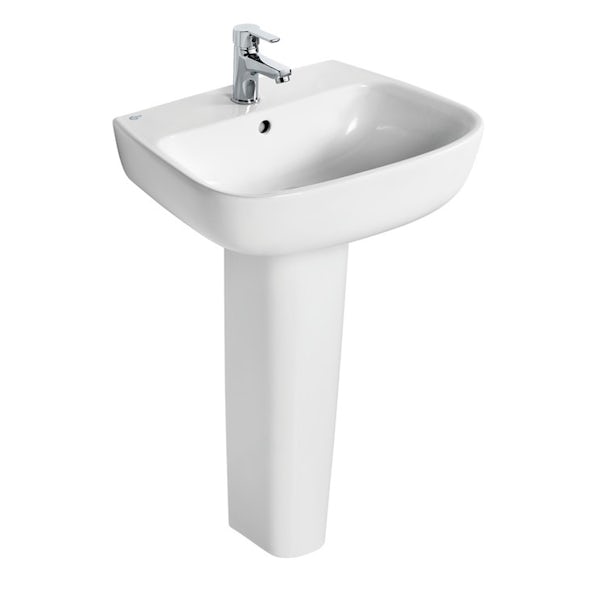 Ideal Standard Studio Echo cloakroom suite with close coupled toilet and full pedestal basin 550mm
