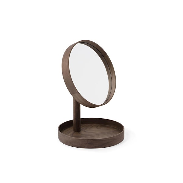 Accents Walnut compact magnify mirror